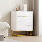 Buffet 4 tiroirs, Meuble de rangement moderne avec pieds dorés
