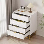 Buffet 4 tiroirs, Meuble de rangement moderne avec pieds dorés