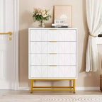 Buffet 4 tiroirs, Meuble de rangement moderne avec pieds dorés