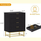 Buffet 4 tiroirs, Meuble de rangement moderne avec pieds dorés