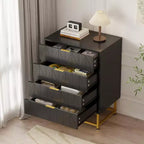 Buffet 4 tiroirs, Meuble de rangement moderne avec pieds dorés