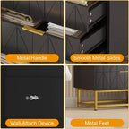 Buffet 4 tiroirs, Meuble de rangement moderne avec pieds dorés