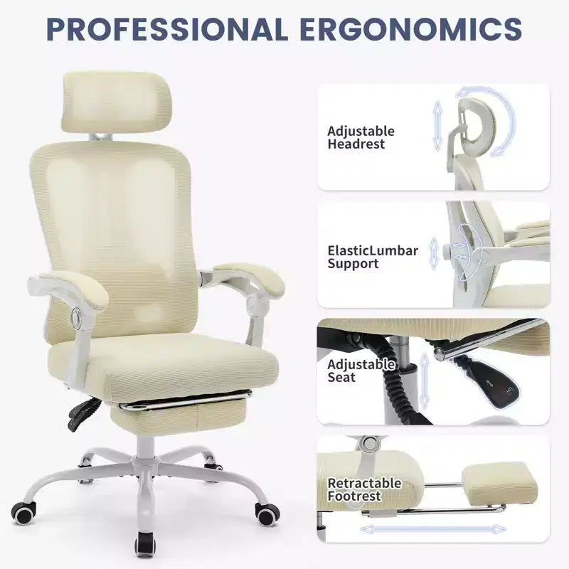 Roulettes ergonomiques pour fauteuil de bureau, chaise de bureau à dossier haut en maille, chaise d'ordinateur pivotante