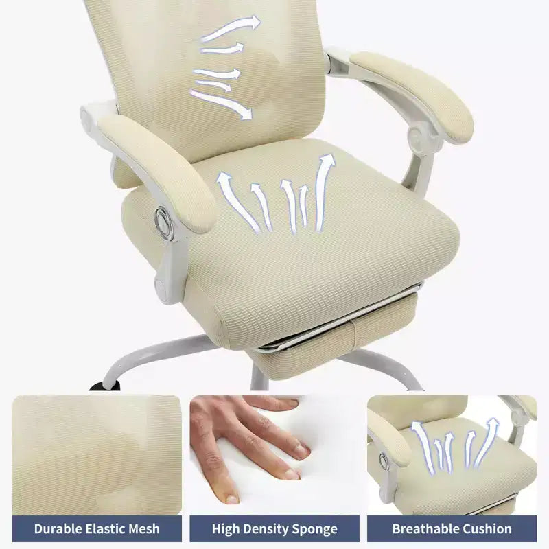 Roulettes ergonomiques pour fauteuil de bureau, chaise de bureau à dossier haut en maille, chaise d'ordinateur pivotante