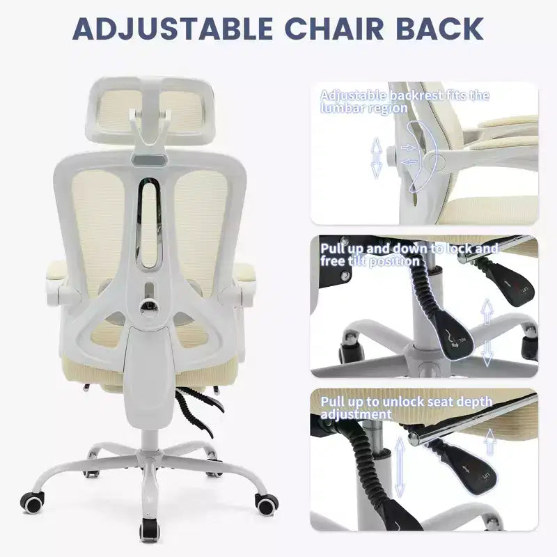 Roulettes ergonomiques pour fauteuil de bureau, chaise de bureau à dossier haut en maille, chaise d'ordinateur pivotante