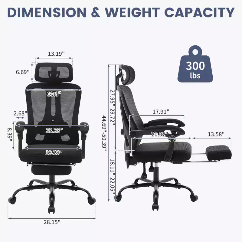 Roulettes ergonomiques pour fauteuil de bureau, chaise de bureau à dossier haut en maille, chaise d'ordinateur pivotante
