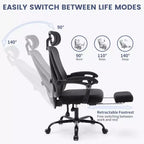 Roulettes ergonomiques pour fauteuil de bureau, chaise de bureau à dossier haut en maille, chaise d'ordinateur pivotante