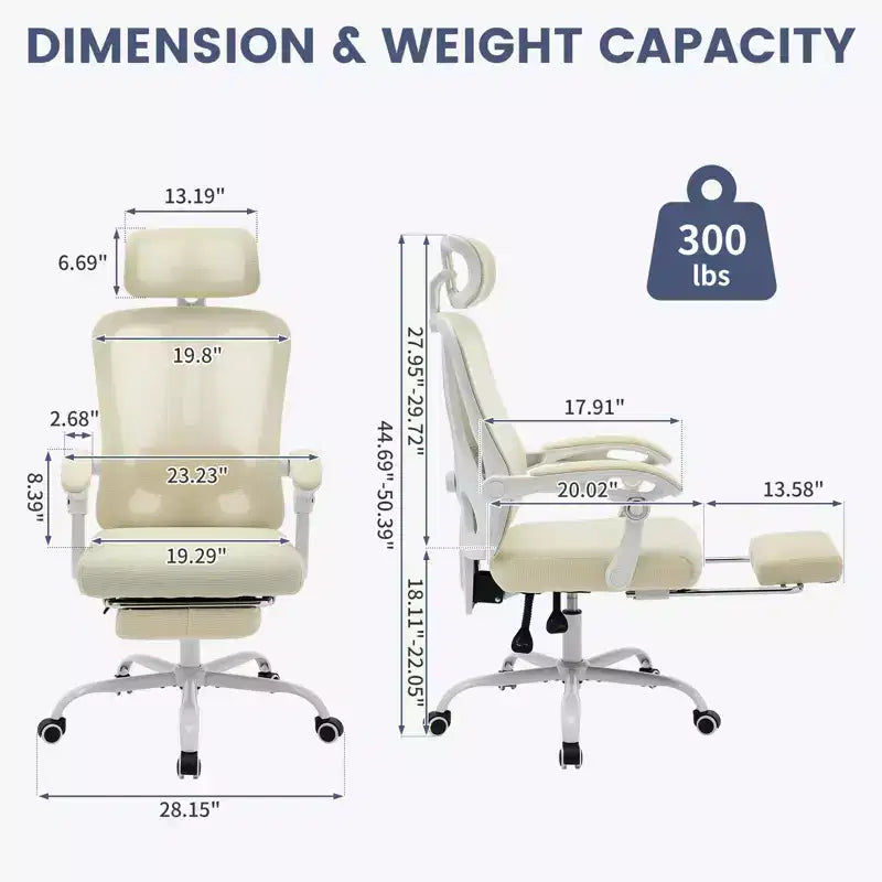 Roulettes ergonomiques pour fauteuil de bureau, chaise de bureau à dossier haut en maille, chaise d'ordinateur pivotante