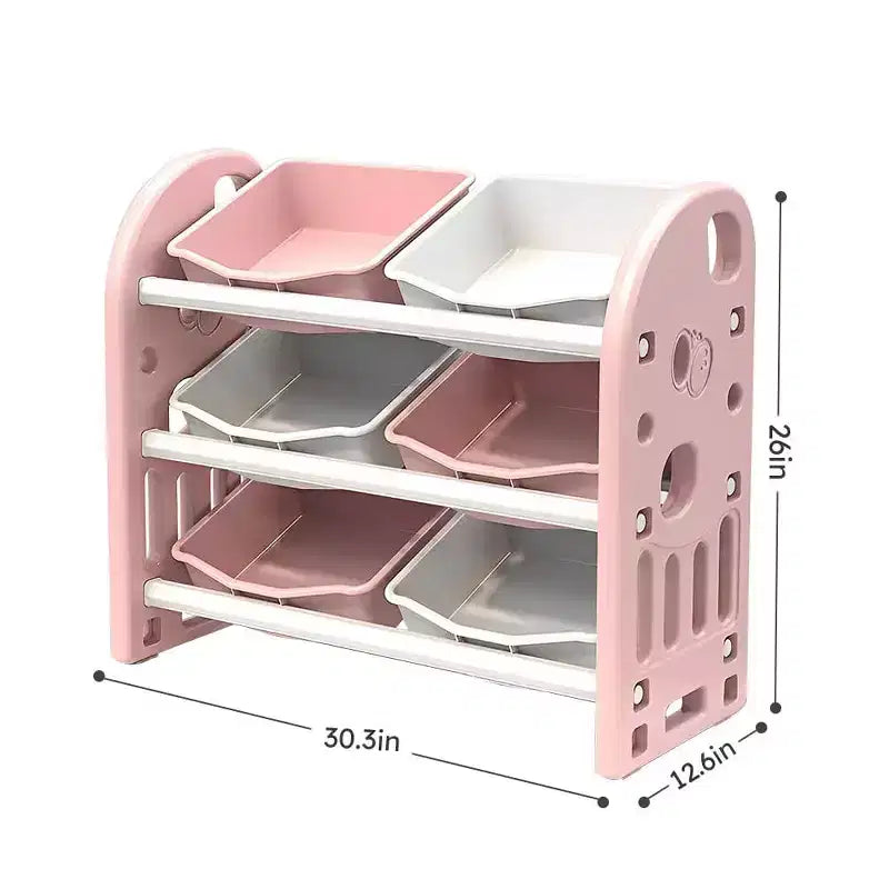 Organisateur de rangement de jouets pour enfants, étagère multifonctionnelle en PEHD à 6 bacs