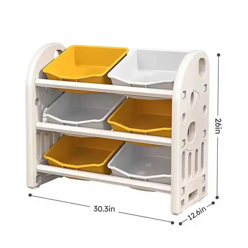 Organisateur de rangement de jouets pour enfants, étagère multifonctionnelle en PEHD à 6 bacs