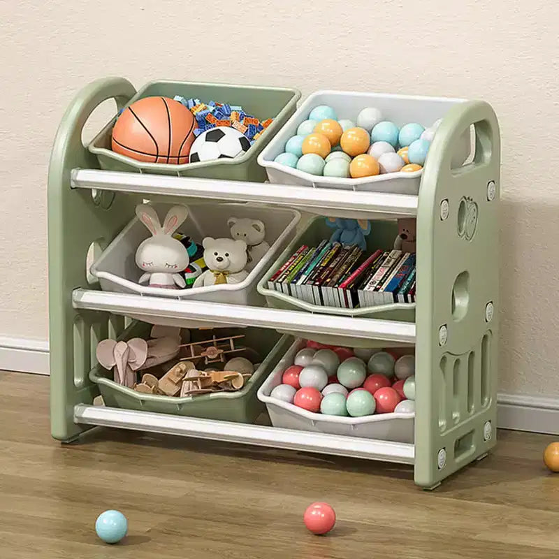 Organisateur de rangement de jouets pour enfants, étagère multifonctionnelle en PEHD à 6 bacs