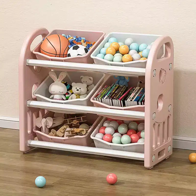 Organisateur de rangement de jouets pour enfants, étagère multifonctionnelle en PEHD à 6 bacs
