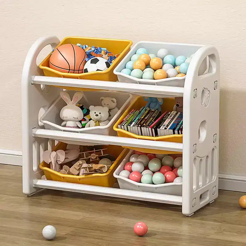 Organisateur de rangement de jouets pour enfants, étagère multifonctionnelle en PEHD à 6 bacs