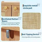 Meuble à chaussures en rotin à 5 niveaux, Organisateur de style rustique, Meuble de rangement étroit pour chaussures