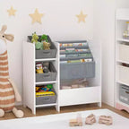 Étagère à livres et meuble de rangement pour jouets pour enfants, tiroirs en tissu pliables multifonctionnels