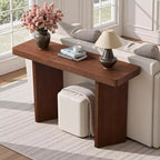 Console étroite avec plateau en placage de bois massif et style moderne