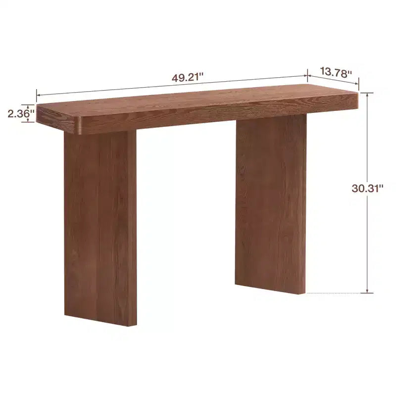 Console étroite avec plateau en placage de bois massif et style moderne