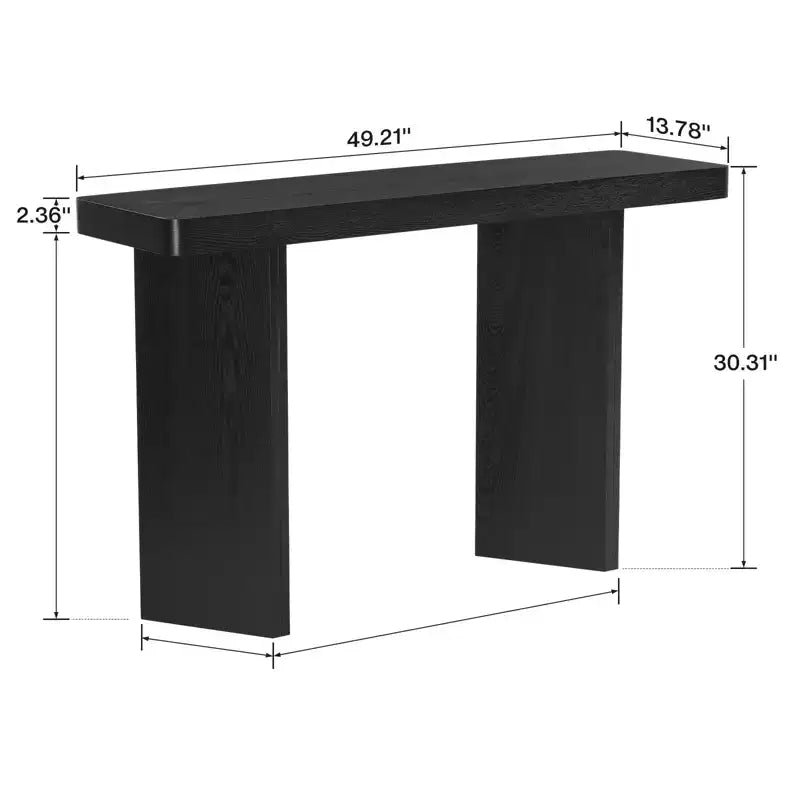Console étroite avec plateau en placage de bois massif et style moderne