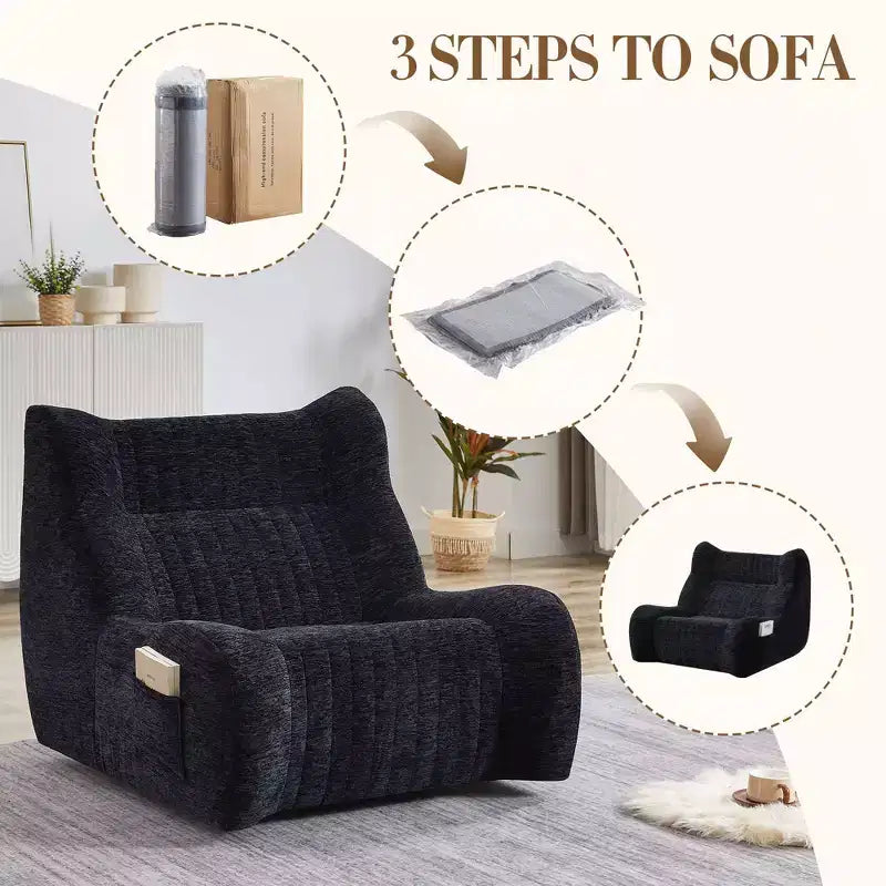 Pouf Géant pour Adultes avec Accoudoirs, Tissu Chenille