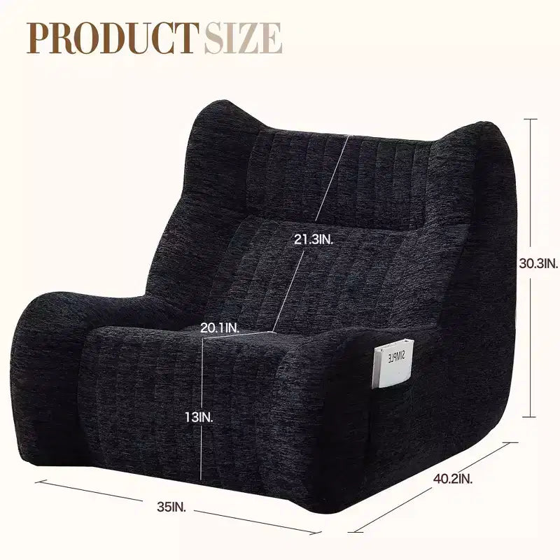Pouf Géant pour Adultes avec Accoudoirs, Tissu Chenille