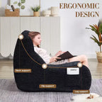 Pouf Géant pour Adultes avec Accoudoirs, Tissu Chenille