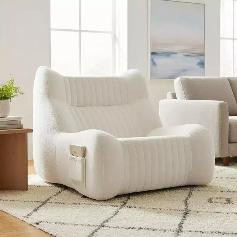 Pouf Géant pour Adultes avec Accoudoirs, Tissu Chenille