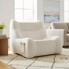 Pouf Géant pour Adultes avec Accoudoirs, Tissu Chenille
