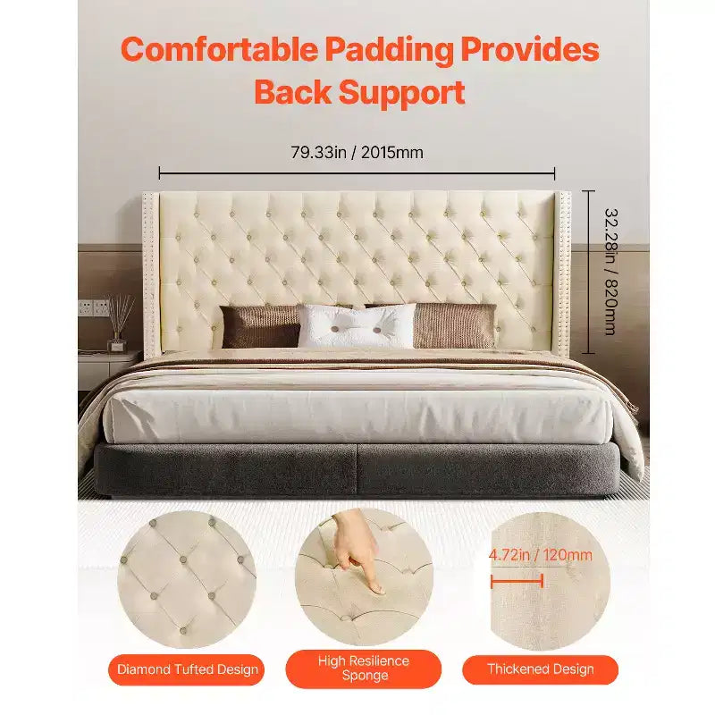 Tête de lit, Tête de lit King Size Capitonnée Confortable