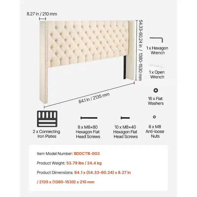 Tête de lit, Tête de lit King Size Capitonnée Confortable