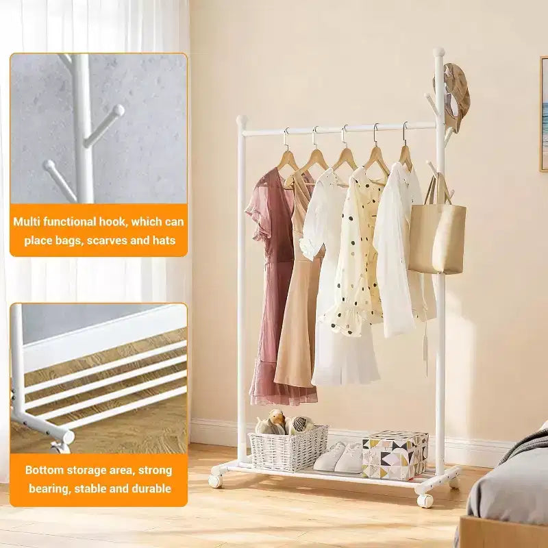 Portant à vêtements métallique à roulettes, Portants à vêtements roulants pour suspendre les vêtements