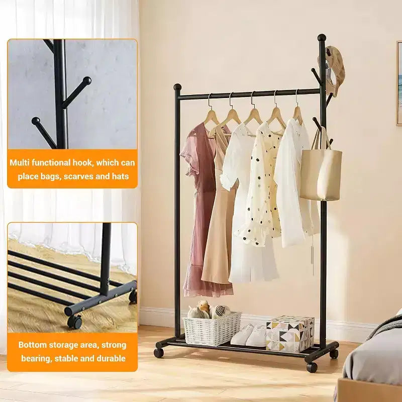 Portant à vêtements métallique à roulettes, Portants à vêtements roulants pour suspendre les vêtements