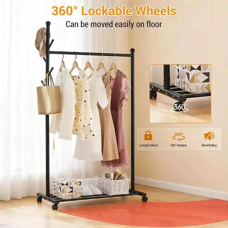 Portant à vêtements métallique à roulettes, Portants à vêtements roulants pour suspendre les vêtements