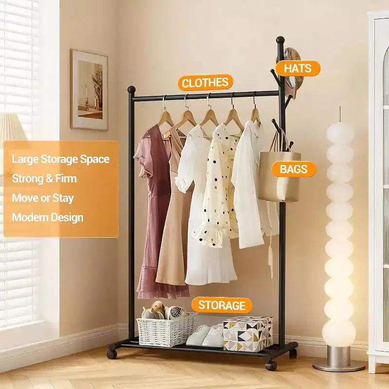 Portant à vêtements métallique à roulettes, Portants à vêtements roulants pour suspendre les vêtements