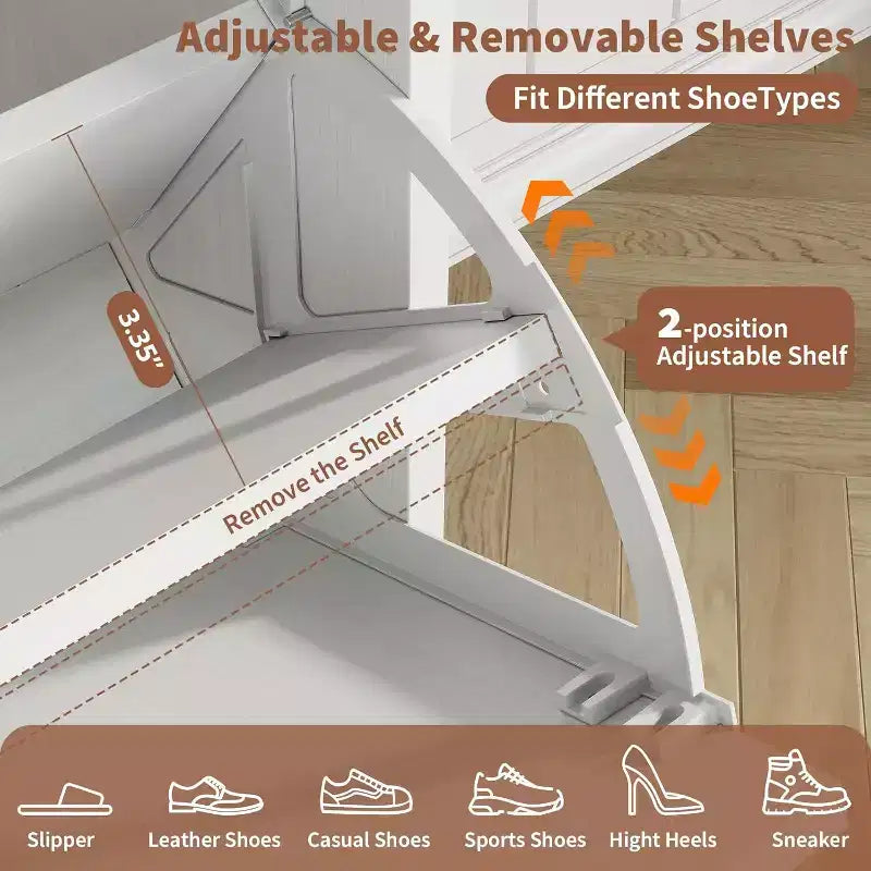 Meuble à chaussures étroit en bois de style fermier pour entrée