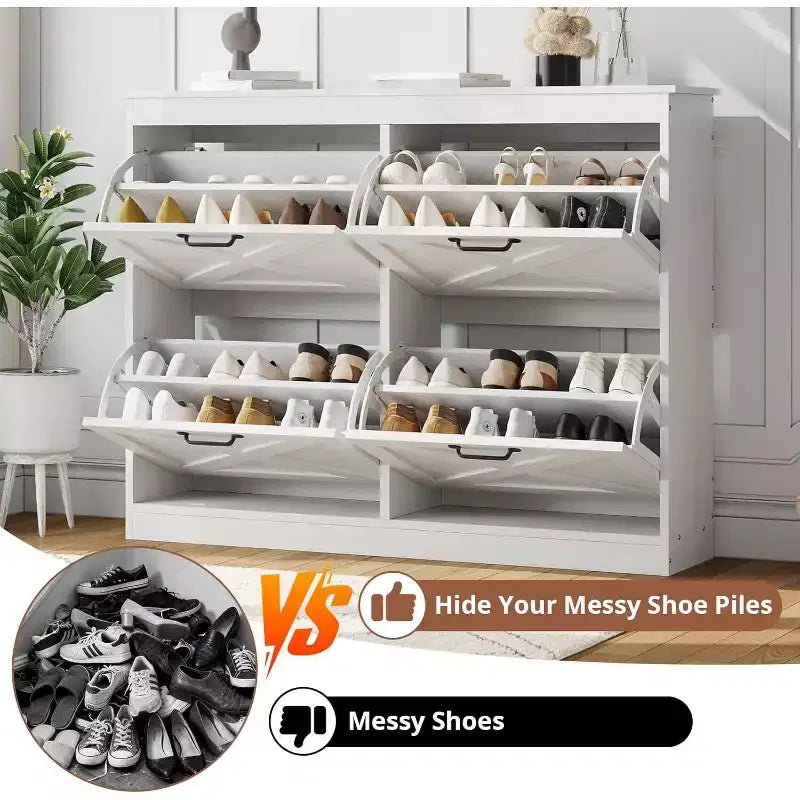 Meuble à chaussures étroit en bois de style fermier pour entrée