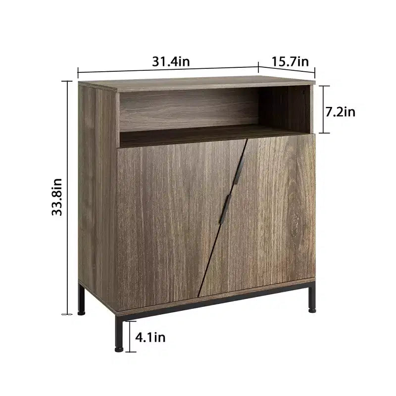 Buffet, Buffet moderne en bois, Armoire de rangement à portes inclinées