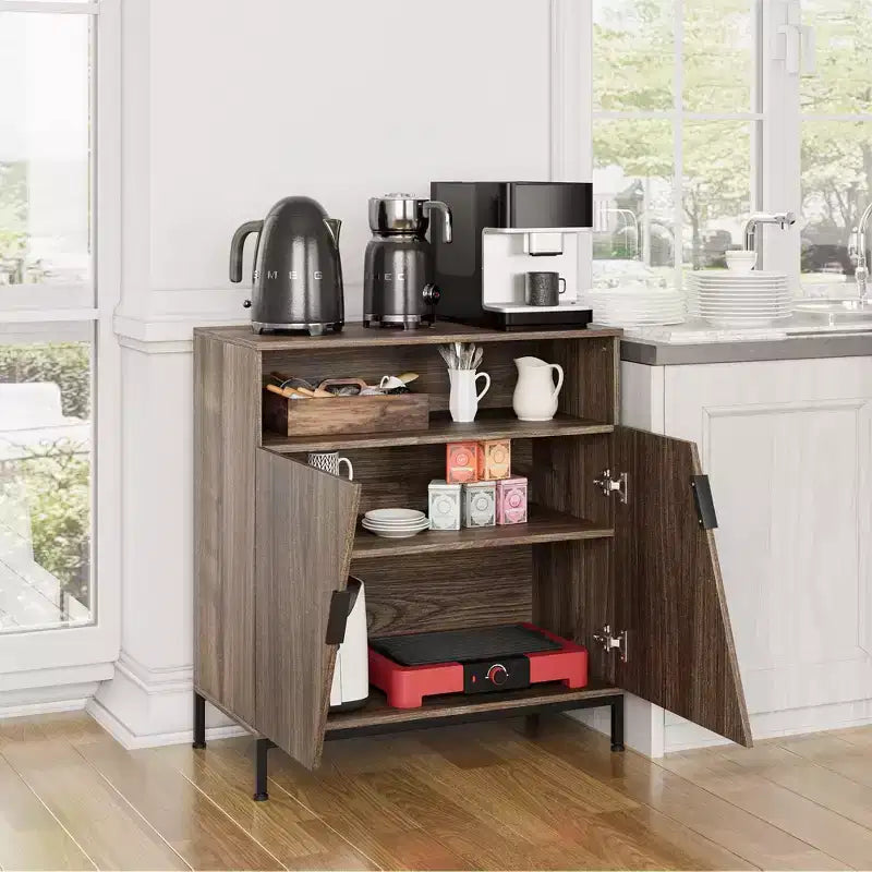Buffet, Buffet moderne en bois, Armoire de rangement à portes inclinées