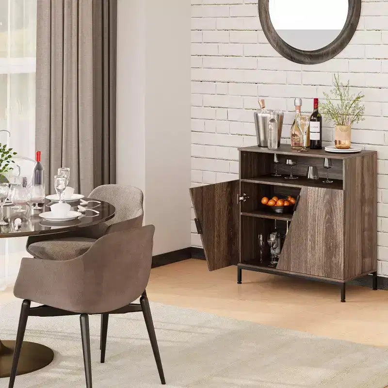 Buffet, Buffet moderne en bois, Armoire de rangement à portes inclinées