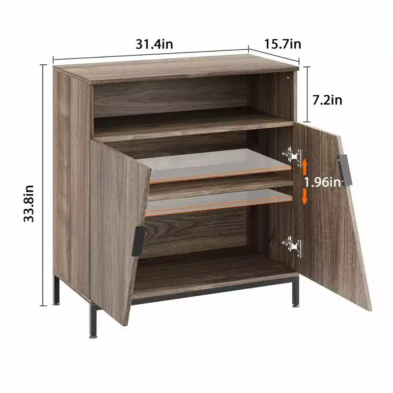 Buffet, Buffet moderne en bois, Armoire de rangement à portes inclinées