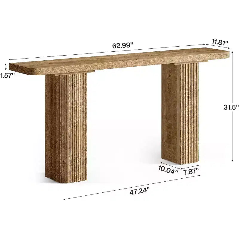 Longue table console, Table de canapé de ferme derrière le canapé, Table d'entrée en bois