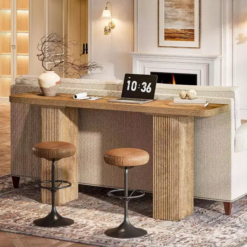 Longue table console, Table de canapé de ferme derrière le canapé, Table d'entrée en bois