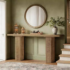 Longue table console, Table de canapé de ferme derrière le canapé, Table d'entrée en bois