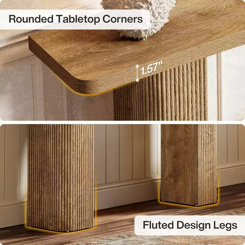 Longue table console, Table de canapé de ferme derrière le canapé, Table d'entrée en bois