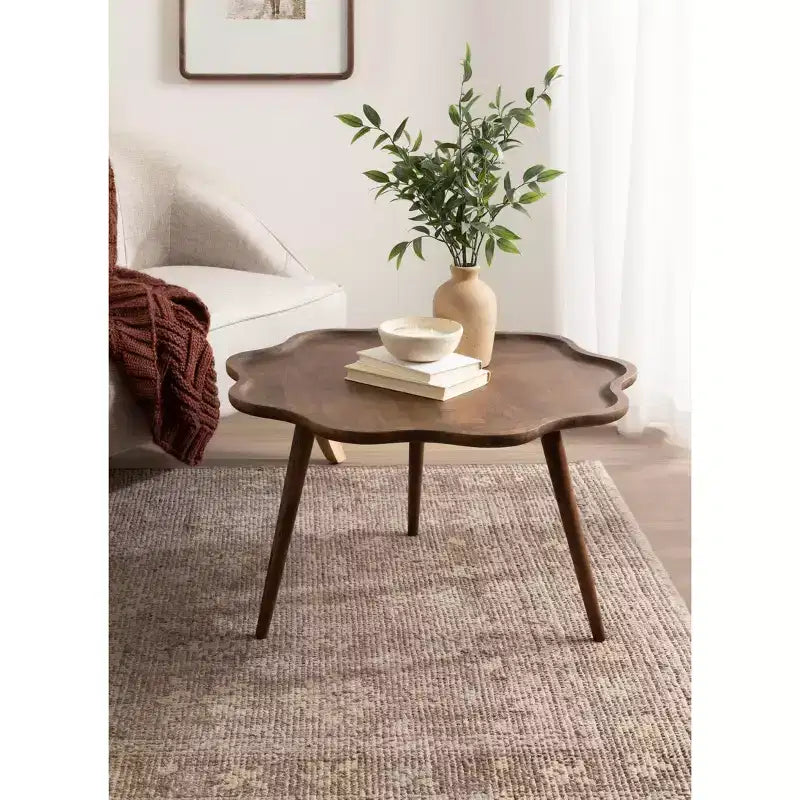 Table basse Scallop Wood, brun noyer