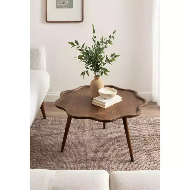 Table basse Scallop Wood, brun noyer