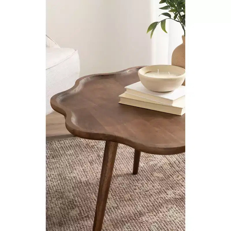 Table basse Scallop Wood, brun noyer