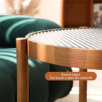 Tables basses rondes gigognes style rotin pour salon