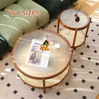 Tables basses rondes gigognes style rotin pour salon