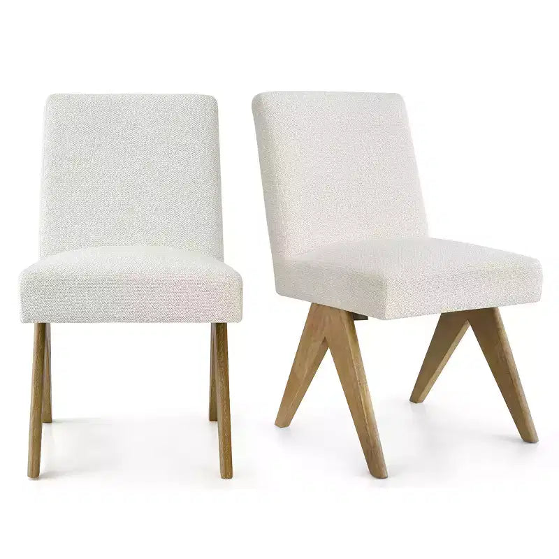 Chaise de salle à manger inclinable sans accoudoirs de style moderne avec pieds en V en bois d'hévéa