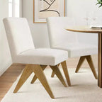 Chaise de salle à manger inclinable sans accoudoirs de style moderne avec pieds en V en bois d'hévéa